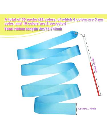 50 Piece Rainbow Dance Ribbon Set - 78.7 Inch Gymnastics Streamers for Kids Dancing & Talent Shows - Mixed Color Twirling Wands for Rhythmic Artistic Performance - Buy Online on GoSupps.com