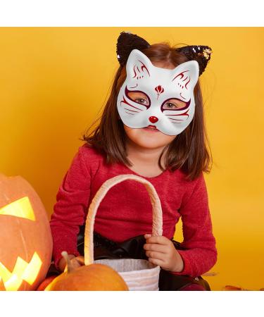 Pretyzoom 10-Piece Cat Mask Set - DIY White Cat Therian Masks for Halloween & Masquerade Cosplay - Buy Online on GoSupps.com