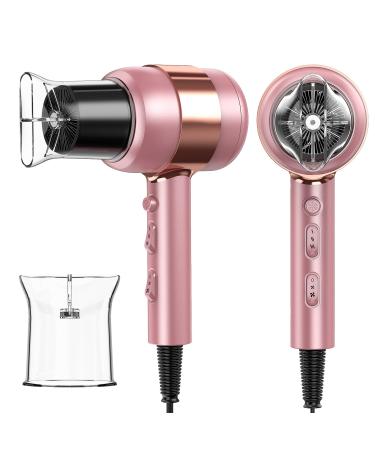 1875W Hair Dryer Constant Temperature Professional Hair Dryer Without Hair Damage Ionic Blow Dryer with Magnetic Nozzle for Women Home/Travel Light Pink