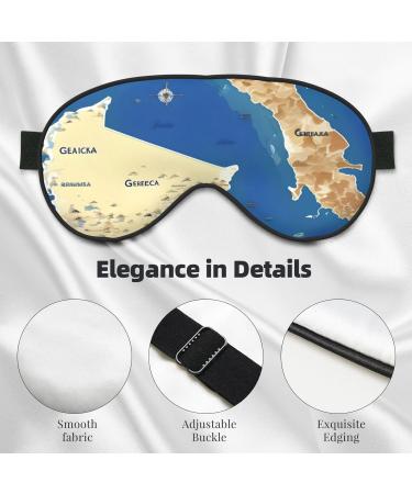 Greece Map Print Soft Sleep Mask | Travel Eye Mask for Men & Women - Comfortable Sleep Aid - Buy Online on GoSupps.com