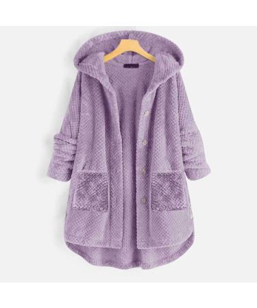 Shop Hanxiulin Oversized Plush Jacket for Women | Warm Fleece Hoodie - Autumn Outdoor Coat in Purple - Buy Online on GoSupps.com