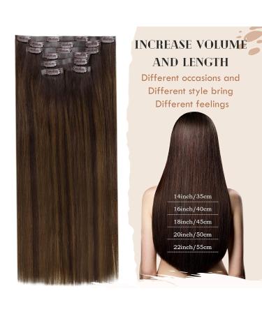 Vivien Clip-In Extensions | Remy Real Hair Balayage Dark Brown to Light Brown | 20 Inch 140g 7pcs PU Clips - Buy Online on GoSupps.com