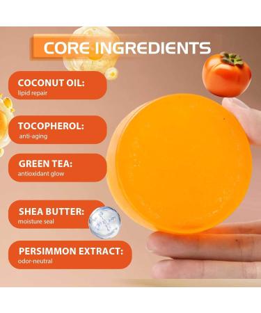  GNAUMORE Natural Persimmon Soap Persimmon Soap with Green Tea Extract Deep Cleansing To Remove Body Odor 100g - Buy Online on GoSupps.com