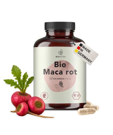 BIONUTRA Bio red maca capsules high dose 4200 mgday residue controlled German production vegan lactose & gluten free without additives 270 pieces x 700 mg