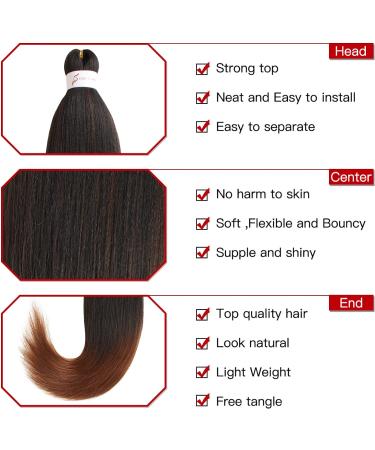 Xtrend 8 Packs 20 Inch Ombre Brown EZ Braiding Hair Extensions Pre Stretched for Box Braids Yaki Straight Kanekalon Fiber Crochet Braiding Hair Extension T30# 20 Inch (Pack of 8) T30# - Buy Online on GoSupps.com