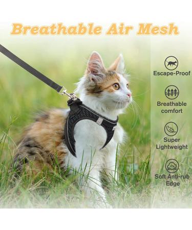 Escape Proof Cat Harness and Leash for Walking - Adjustable Reflective Mesh Vest for Comfort Fit - XS Black - Buy Online on GoSupps.com