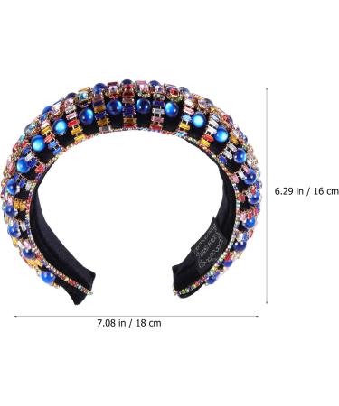 FRCOLOR Glitter Headband Baroque Headband Rhinestone Jeweled Wide Padded Hair Hoop Vintage Hairband Headpiece Hair Accessories for Women Women's Headbands Blue - Buy Online on GoSupps.com
