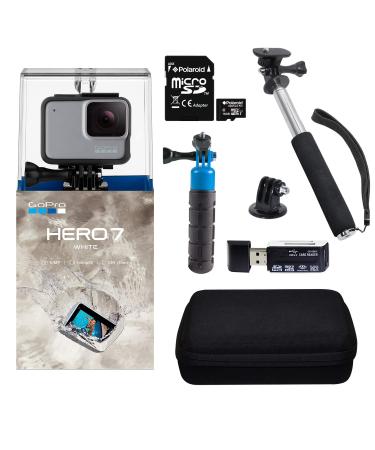 GoPro Hero7 White Bundle with Float Handle, Handheld Monopod, Camera Case, Memory Card Reader, and 16GB MicroSDHC Card Advanced Bundle Standard Packaging