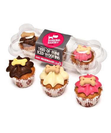 DOG TREATS Trio Mini Iced Woofin. Dog Birthday Cake For Dogs/Puppy. Small Biscuits/Ice Cake Treats. Dog Training Treats/Puppy Training Treats. Bakery Fresh Dog Treat Made In UK By The Barking Bakery.