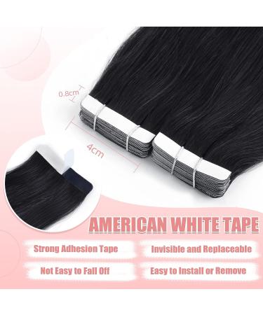 Vlasy 12 Inch Black Tape in Human Hair Extensions - 20pcs Straight Seamless Invisible Tape ins - Real Natural Hair Extensions - Buy Online on GoSupps.com