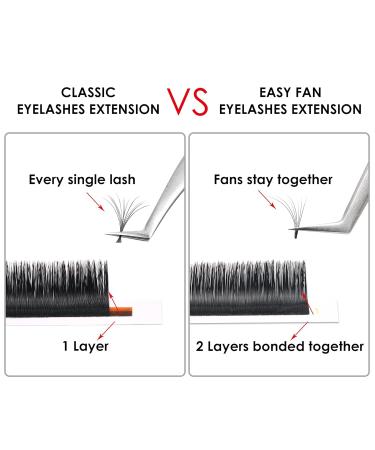 Volume Eyelash Extensions D Curl 0.07mm 13mm - Easy Fan Self Fanning Lashes for Effortless Volume - Buy Online on GoSupps.com