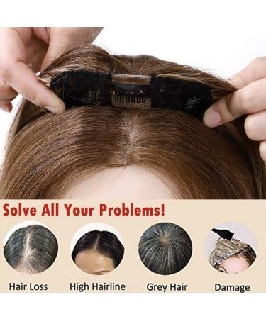 Elailite Real Hair Topper Clip-In Extensions - 45cm Silk Base 130% Dense Remy Hair #4/27 Medium Brown & Dark Blonde - Buy Online on GoSupps.com