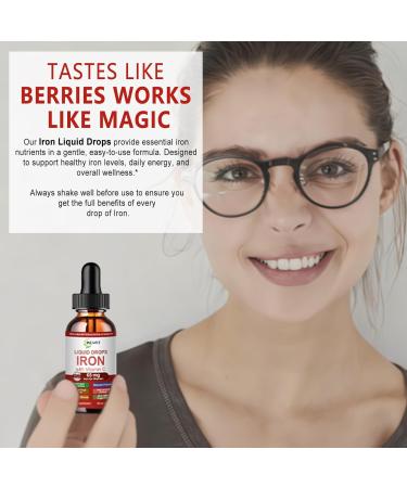 Iron Supplement Liquid Drops High Absorption Iron Supplement for Women 65 mg Liquid Iron for Red Blood Cell Support* Vegan Essential Mineral Iron Drops with Vitamin C Non-GMO 30 Servings - Buy Online on GoSupps.com