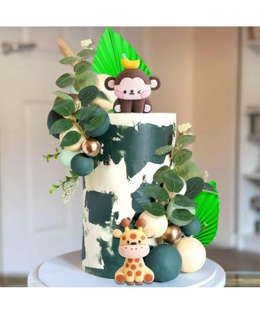 Jevenis Sage Green Jungle Birthday Decor - Tortendeko Animals for Baby Showers & Parties - Buy Online on GoSupps.com