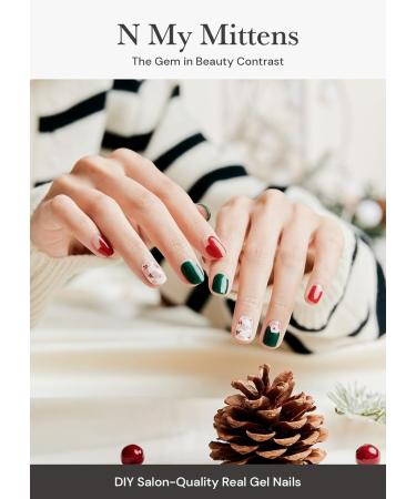 Buy Ohora Semi Cured Gel Nail Strips - N My Mittens | Red/Green Pattern UV/LED Compatible Easy Application Salon-Quality - Includes Prep Pads & Nail File - Buy Online on GoSupps.com