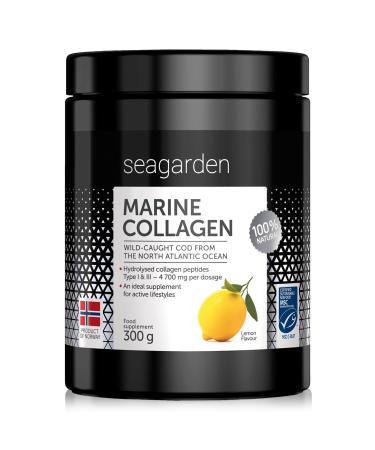 Seagarden Marine Collagen Powder|Collagen Peptides|Wild-Caught Arctic Cod|Collagen Supplements for Women & Men |Skin Hair Muscles Bones & Gut Health| Protein Powder| Lemon TasteI 300g