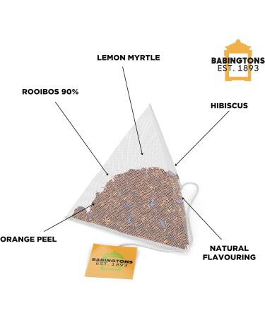 African Nights Rooibos Pyramid Tea Bags - Lemon Myrtle Hibiscus Orange Almond Blend - 18 Biodegradable Pyramids in Resealable Caddy - Buy Online on GoSupps.com