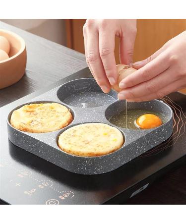 WIPPWER Saucepan 4 Holes Egg Frying Pan Multifunction Hamburger Steak Pan Wooden Handle Cooking Pan Cooking Utensils Wok - Buy Online on GoSupps.com