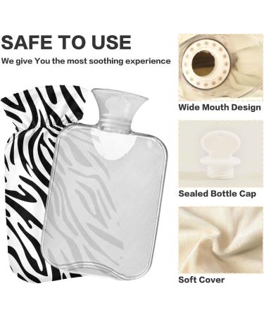 Zebra Print Hot Water Bottle 2L with Cover - Ultimate Pain Relief & Warmth for Hands & Feet | Winter Essential - Buy Online on GoSupps.com