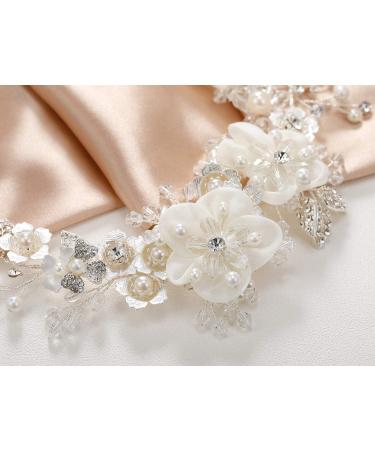 SWEETV Ivory Tulle Flower Girl Headpiece with Pearls - Perfect for Weddings, Birthdays, and First Communion - Buy Online on GoSupps.com