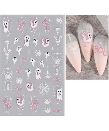 Pink Halloween Nail Stickers 10 Sheets Self-Adhesive Nail Decal Ghost Skull Witch Nail Art Decoration Design Supplies - Buy Online on GoSupps.com