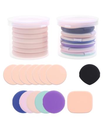 Kare & Kind 14 pieces of powder tassel and make -up sponges - latex -free - mixture highlight contour - use on loose pressed compact powder BB cream foundation concealer bronzer