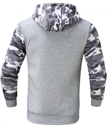 Men's Camo Colorblock Hoodie | Long Sleeve Autumn Outwear | X-Large A-Gray - Buy Online on GoSupps.com