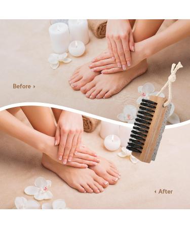 2-in-1 Nail Brushes for Cleaning Fingernails & Exfoliating Feet - Wooden Foot Scrubber with Pumice Stone | Manicure Pedicure Tools - Buy Online on GoSupps.com
