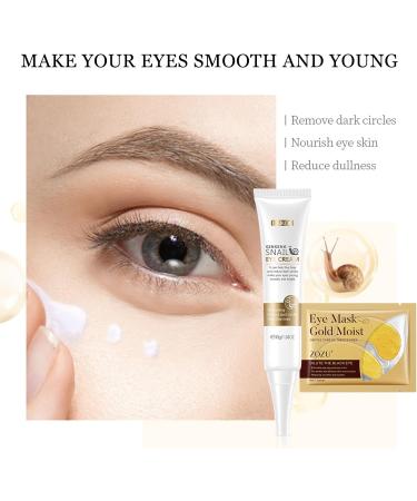 Snail Eye Cream & 24K Gold Eye Mask*3 Snail Mucin Eye Serum Eye Cream for Dark Circles and Puffy Eyes Eye Bags Remover Eye Cream Anti aging Dark Circle Eye Cream Smooth Wrinkles Target Eye Bags - Buy Online on GoSupps.com