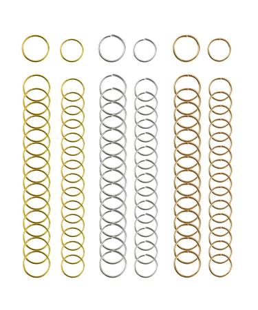 Nydotd 180 Pieces Hair Rings Braid Rings Hair Loop Clips Hair Hoops, 3 Colors, 2 Sizes Women Fashion Hip-Hop DIY Braid Rings Hair Clip Accessories for Hair and Dreadlocks 180 Piece Set Silver, Gold, KC Gold