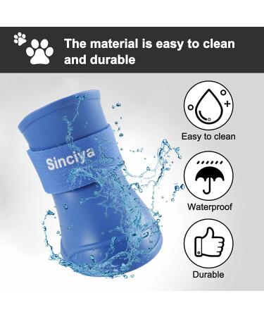 SINCIYA Dog Rain Boots - Waterproof Anti-Slip Shoes with Adjustable Straps, Small Blue - 4PCS Outdoor Booties with Rugged Rubber Sole - Buy Online on GoSupps.com