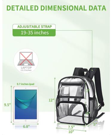MAY TREE Clear Backpack Stadium Approved 12126 with Breathable Shoulder Straps  Clear Mini Backpack for Girls and Boys  Heavy Duty Clear Backpack for Sport Event School Festival Concert- Black - Buy Online on GoSupps.com