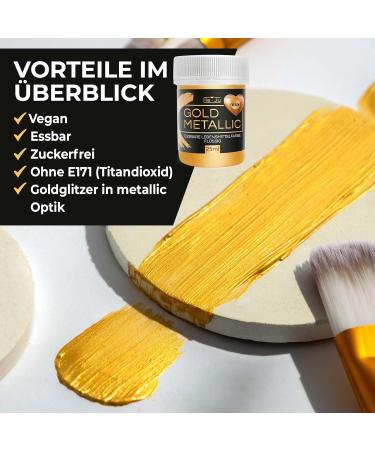 Premium Edible Metallic Gold Food Coloring & Glitter - 25ml Liquid for Drinks & Desserts - Buy Online on GoSupps.com