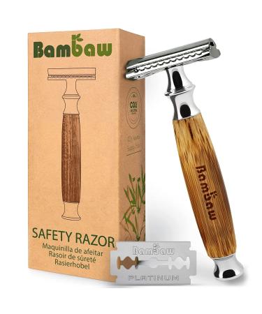 Safety Razor Silver | Bamboo Double Edge Razor | Mens Razors for Shaving | Safety Razor For Women | Shaving Razor | Double Edge Safety Razor | Single Blade Razors for Men | Reusable Razor | Bambaw Classic Silver