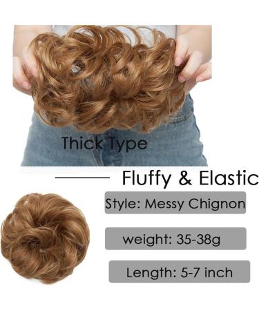 Hair Bun Hairpiece for Women Fake Wave Curly Hair Bun Extensions Messy Curly Ponytail Hairpiece Synthetic Elastic Hair Band Scrunchy Hair Bun Ponytail Extensions for Women Hair Chignons(27-01) - Buy Online on GoSupps.com