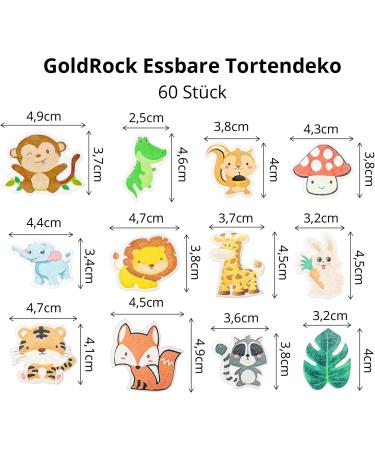 60 Edible Tortendeco Animal Cupcake Toppers | Jungle & Forest Theme Birthday Decorations - Buy Online on GoSupps.com