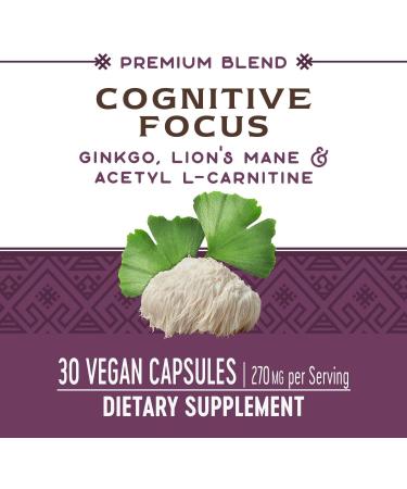 Nature's Way Cognitive Focus Premium Blend with Gingko, Lion's Mane & Acetyl L-Carnitine 30 Capsules - Supports Memory and Concentration - Buy Online on GoSupps.com