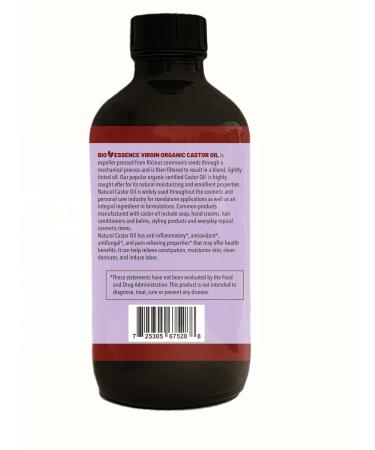 Buy BIO ESSENCE Virgin Organic Castor Seed Oil - 100% Pure Natural Certified Organic Cold Pressed Hexane & Chemical Free - 8 fl. oz. (235ml - Buy Online on GoSupps.com