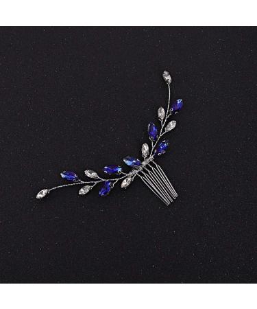 Fxmimior Blue Crystal Rhinestone Hair Comb - Bridal Silver Side Combs for Women - Buy Online on GoSupps.com
