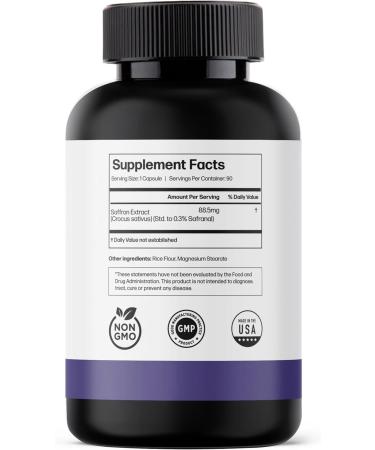 Buy Pure Saffron Extract for Weight Loss | Natural Appetite Suppressant & Craving Control | Energy & Mood Boost | 90 Capsules Made in USA - Buy Online on GoSupps.com