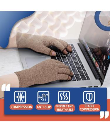 DRNAIETY Arthritis Compression Gloves - 2 Pairs Anti-Slip for Men & Women - Medium Brown - Relief for Hand Pain & Discomfort - Buy Online on GoSupps.com