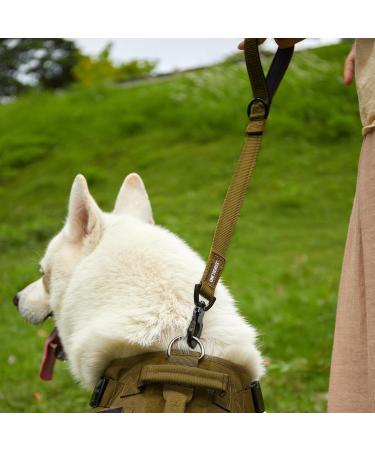 Oneigris Bolt Short Dog Leash 52cm - Reflective Nylon Tiger Tooth Clip Soft Upholstery for Medium & Large Dogs - Durable & Stylish Brown - Buy Online on GoSupps.com