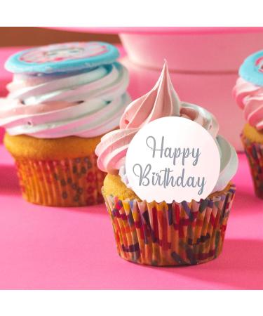 Cupcake Toppers 10 Pieces Acrylic Happy Birthday Cake Toppers Round Cake Decorations for Birthday Party Rose Gold - Buy Online on GoSupps.com