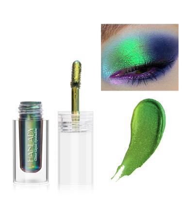 HANLADY Chameleon Eyeshadow Liquid Glitter Eye Makeup  Glitter Eyeshadow Green Intense Color Shifting Long Lasting with No Creasing  Quicky Dry & High Pigmented Shimmer Eye Shadow  Peacock
