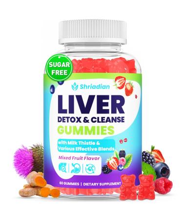 Liver Detox Cleanse & Repair Gummies - 2000mg Milk Thistle Liver Gummies, 23-in-1 Herbal with Dandelion Root, Glutathione & Turmeric- for Liver Health, Digestion & Antioxidant - Sugar Free, 60 Counts