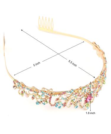 Araluky Gold Tiara & Crown for Women | Elegant Birthday & Wedding Decorations with Multicolor Crystals - Buy Online on GoSupps.com
