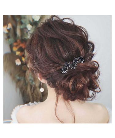 Inilbran Boho Crystal Flower Hair Clip Vintage Flower Hair Barrette Clip Black Flower Hair Pin Clip Decorative Bobby Pins Flower Head Clip Accessories for Women and Girls Everyday Headdress