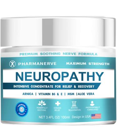 Neuropathy Pain Relief Cream Nerve Pain Relief Cream Maximum Strength for Feet Hands Legs Muscles Joints Waist Includes Arnica Vitamin B6 Aloe Vera MSM Fast Absorption Mild & All Natural
