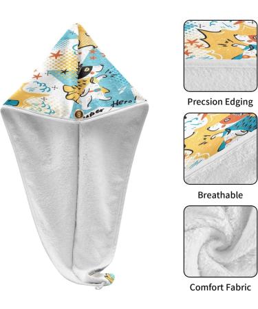 Super Hero Hedgehog Quick Dry Hair Cap Set | 2-Piece Absorbent Towel & Button Headband - Soft & Comfortable - Buy Online on GoSupps.com