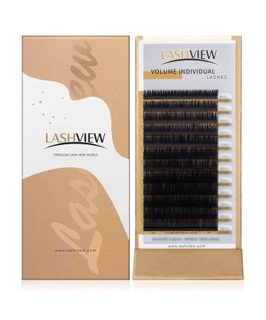 LASHVIEW 0.03mm Thickness C Curl 15-20mm Mixed Length Eyelash Extension Russian Volume Lashes Faux Mink Soft Individual Lash Extensions Pure Korean Silk Application For Professional Salon Use 0.03-C(15-20mm)